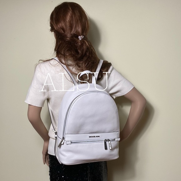 Michael Kors Handbags - Michael Kors Kenly LG Leather Backpack Optic White